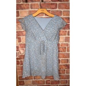 Cache Blue Floral V-Neck Flutter Sleeve Empire Waist Mini‎ Dress Cottagecore